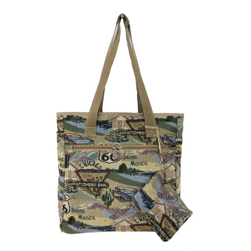 NEW ROUTE 66 women's tapestry tote bag in multi